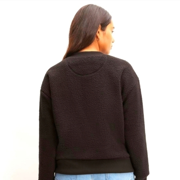 Everlane the renew fleece oversized crew sweatshirt black medium NWT - Picture 4 of 8